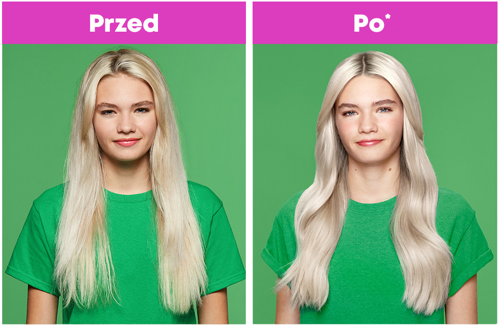 Modelka przed i po zastosowaniu kosmetyków Food For Soft