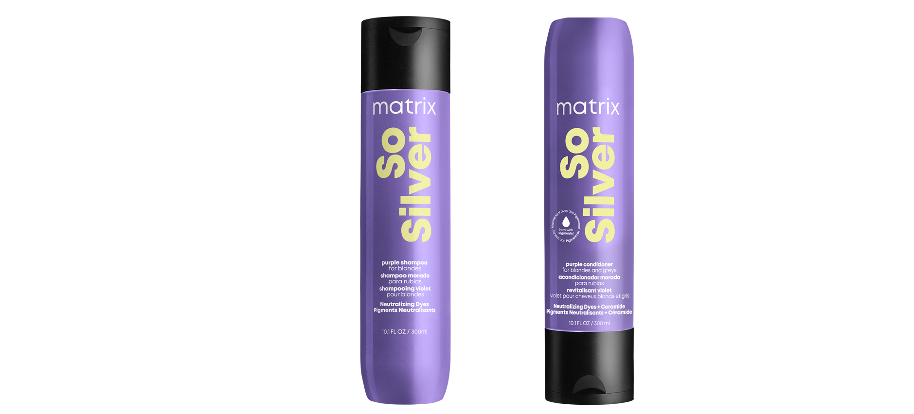 Fioletowy szampon oraz fioletowa odżywka do włosów Matrix Professional So Silver